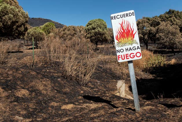 News Bilder des Tages Ayuso visits municipalities and facilities affected by the fires in the Sierra Oeste. A sign reading REMEMBER: DO NOT START FIRES, dated August 2, 2026, in Navas del Rey, Madrid, Spain. The regional government has begun efforts aimed at rebuilding the area, as well as the Post-Fire Assistance Center (PATI), which provides support and advice to residents of Pelayos de la Presa. AUGUST 2, 2026 CHARRED BOATS BOATS FIRE SAN JUAN RESERVOIR RESERVOIR BOATSDO NOT START FIRES POSTER REMINDER Navas del Rey, Madrid Navas del Rey, Madrid, Spain  Copyright: xGabrixSolerax 7699548