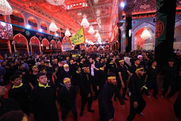 Arbaeen commemorations in Karbala KARBALA, IRAQ - AUGUST 2: Shiite Muslims gather between the shrines of Imam Hussein and his brother, Imam Abbas, to take part in mourning processions during the annual Arbaeen commemorations in Karbala, Iraq, on August 2, 2026. Arbaeen marks the 40th day after Ashura and commemorates the 7th-century martyrdom of Hazrat Hussein, the grandson of Prophet Muhammad, along with 72 of his companions at the Battle of Karbala. Millions of local and international pilgrims converge on the holy city each year to participate in the rituals, which are marked by lamentations and the recitation of elegies. Murtadha Al-Sudani Anadolu Karbala Iraq. Editorial use only. Please get in touch for any other usage.  Copyright: x2026xAnadoluxMurtadhaxAl-Sudanix