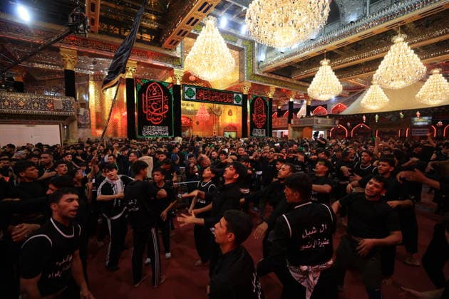 Arbaeen commemorations in Karbala KARBALA, IRAQ - AUGUST 2: Shiite Muslims gather between the shrines of Imam Hussein and his brother, Imam Abbas, to take part in mourning processions during the annual Arbaeen commemorations in Karbala, Iraq, on August 2, 2026. Arbaeen marks the 40th day after Ashura and commemorates the 7th-century martyrdom of Hazrat Hussein, the grandson of Prophet Muhammad, along with 72 of his companions at the Battle of Karbala. Millions of local and international pilgrims converge on the holy city each year to participate in the rituals, which are marked by lamentations and the recitation of elegies. Murtadha Al-Sudani Anadolu Karbala Iraq. Editorial use only. Please get in touch for any other usage.  Copyright: x2026xAnadoluxMurtadhaxAl-Sudanix