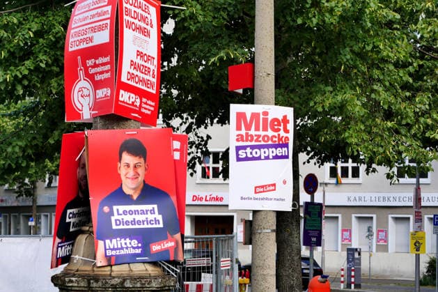 02.07.2026, Berlin - Deutschland. Wahlplakate zur Wahl in Berlin im September 2026. *** July 2, 2026, Berlin, Germany: Campaign posters for the September 2026 election in Berlin