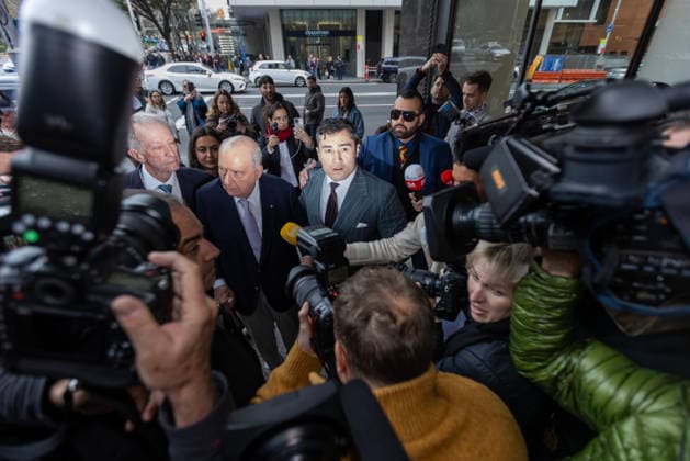 ALAN JONES COURT, Former radio broadcaster Alan Jones arrives at Downing Centre Local Court in Sydney, Monday, August 3, 2026. Former radio broadcaster Alan Jones faces 35 charges related to a series of alleged sexual touching incidents against nearly a dozen men between 2001 and 2019. ( NO ARCHIVING Sydney New South Wales Australia  Copyright: xDamianxShawx 20260803141421466859