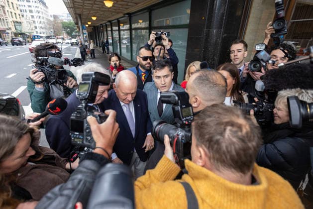 ALAN JONES COURT, Former radio broadcaster Alan Jones arrives at Downing Centre Local Court in Sydney, Monday, August 3, 2026. Former radio broadcaster Alan Jones faces 35 charges related to a series of alleged sexual touching incidents against nearly a dozen men between 2001 and 2019. ( NO ARCHIVING Sydney New South Wales Australia  Copyright: xDamianxShawx 20260803187909659787