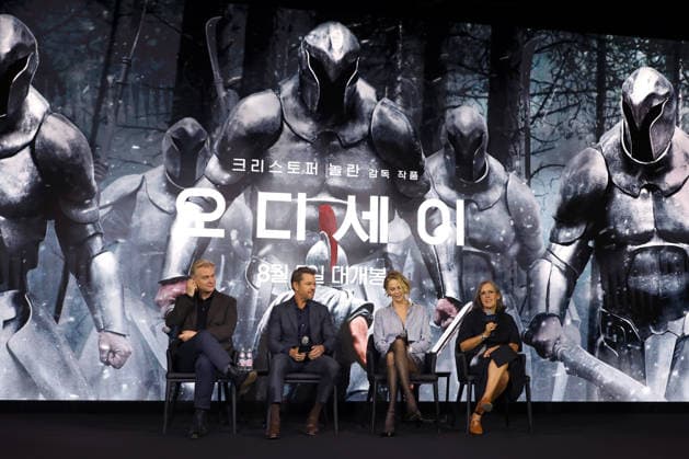 Nolan, Damon, Theron, Thomas attend press conference for The Odyssey in Seoul (L-R) Director Christopher Nolan, actor Matt Damon, actress Charlize Theron, and producer Emma Thomas listen to questions from reporters during a press conference for the film The Odyssey in Seoul, South Korea, on August 03, 2026. The epic fantasy, based on Homer s ancient Greek poem, follows the hero Odysseus on his perilous journey home after the Trojan War. Seoul South Korea  Copyright: xMatrixxImages JungxUi-Chelx