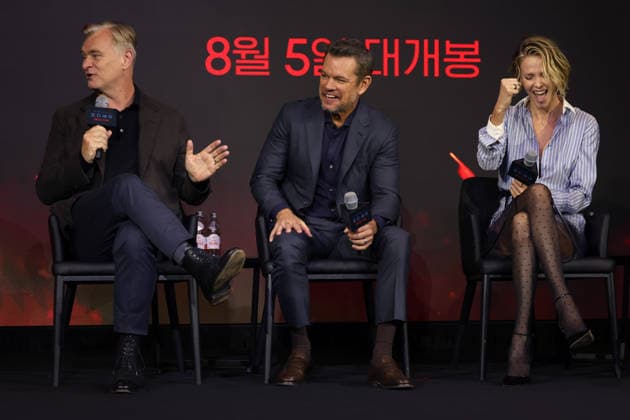 Nolan, Damon, Theron, Thomas attend press conference for The Odyssey in Seoul (L-R) Director Christopher Nolan, actor Matt Damon, and actress Charlize Theron speak during a press conference for the film The Odyssey in Seoul, South Korea, on August 03, 2026. The epic fantasy, based on Homer s ancient Greek poem, follows the hero Odysseus on his perilous journey home after the Trojan War. Seoul South Korea  Copyright: xMatrixxImages JungxUi-Chelx