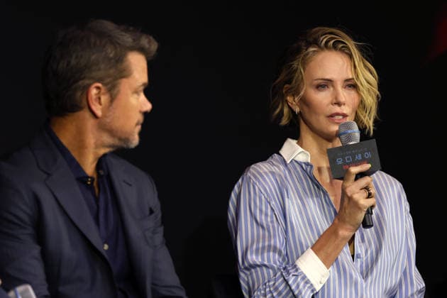 Nolan, Damon, Theron, Thomas attend press conference for The Odyssey in Seoul Actress Charlize Theron (R) speaks during a press conference for the film The Odyssey in Seoul, South Korea, on August 03, 2026. The epic fantasy, based on Homer s ancient Greek poem, follows the hero Odysseus on his perilous journey home after the Trojan War. Seoul South Korea  Copyright: xMatrixxImages JungxUi-Chelx