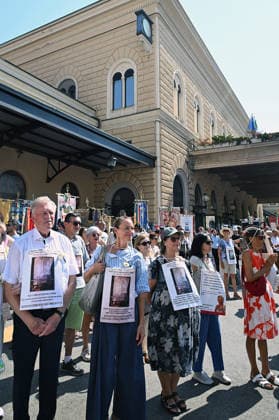 August 2, 2026, Bologna, Italia, Italy: Some participants in the demonstration for the 46th anniversary of the Bologna massacre, Bologna, 02 08 2026 Bologna Italy  - ZUMAa289 20260802_zia_a289_024 Copyright: xAleandroxBiagiantix xAgfx