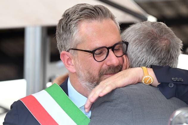 August 2, 2026, Bologna, Italia, Italy: The Mayor of Bologna, Matteo Lepore, with the President of the Association of the Victims of August 2, Paolo Lambertini, during the demonstration for the 46th anniversary of the Bologna massacre, Bologna, 02 08 2026 Bologna Italy  - ZUMAa289 20260802_zia_a289_032 Copyright: xAleandroxBiagiantix xAgfx
