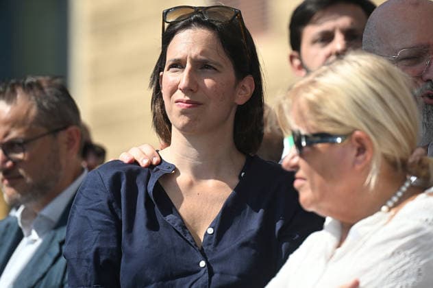 August 2, 2026, Bologna, Italia, Italy: Democratic Party secretary Elly Schlein during the demonstration for the 46th anniversary of the Bologna massacre, Bologna, 02 08 2026 Bologna Italy  - ZUMAa289 20260802_zia_a289_036 Copyright: xAleandroxBiagiantix xAgfx