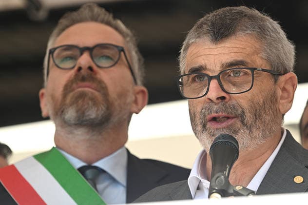 August 2, 2026, Bologna, Italia, Italy: Mayor of Bologna Matteo Lepore during the demonstration for the 46th anniversary of the Bologna massacre, Bologna, 02 08 2026 Bologna Italy  - ZUMAa289 20260802_zia_a289_052 Copyright: xAleandroxBiagiantix xAgfx