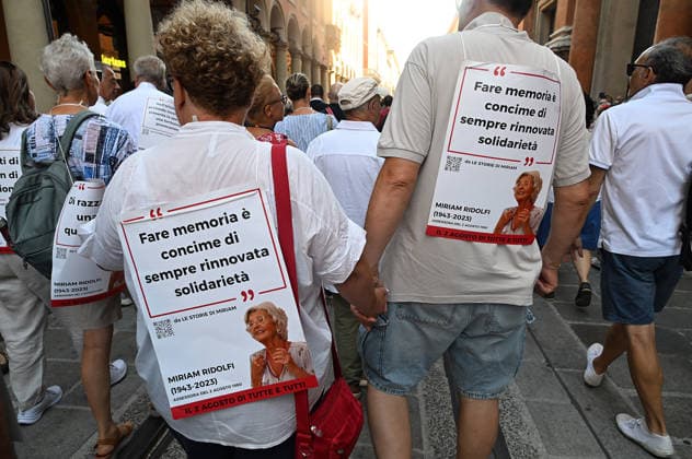 August 2, 2026, Bologna, Italia, Italy: Some participants in the demonstration for the 46th anniversary of the Bologna massacre, Bologna, 02 08 2026 Bologna Italy  - ZUMAa289 20260802_zia_a289_077 Copyright: xAleandroxBiagiantix xAgfx