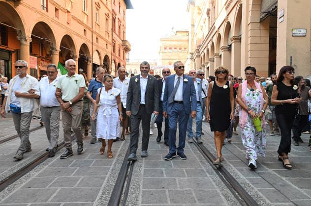 August 2, 2026, Bologna, Italia, Italy: Paolo Lambertini, President of the Association of the Victims of August 2nd, during the demonstration for the 46th anniversary of the Bologna massacre, Bologna, 02 08 2026 Bologna Italy  - ZUMAa289 20260802_zia_a289_079 Copyright: xAleandroxBiagiantix xAgfx