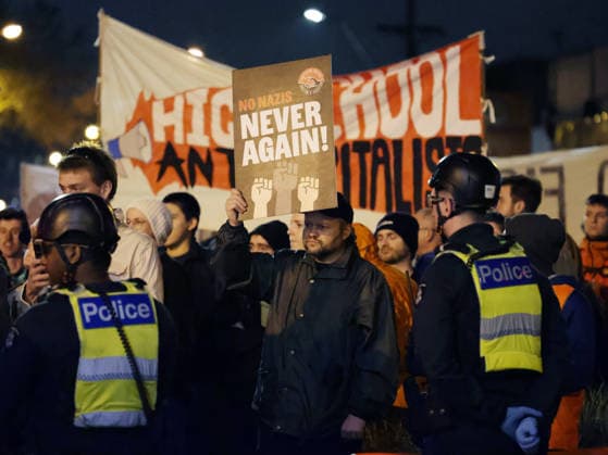 PAULINE HANSON MEET THE CANDIDATES, Protesters outside a venue in Hawthorn in Melbourne, where Pauline Hanson and One Nation are holding a function. Monday, August 3, 2026. ( NO ARCHIVING MELBOURNE VICTORIA AUSTRALIA  Copyright: xDAVIDxCROSLINGx 20260803165964339347