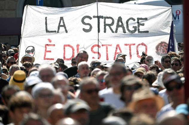 August 2, 2026, Bologna, Italia, Italy: Some participants in the demonstration for the 46th anniversary of the Bologna massacre, Bologna, 02 08 2026 Bologna Italy  - ZUMAa289 20260802_zia_a289_095 Copyright: xAleandroxBiagiantix xAgfx