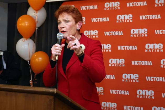 PAULINE HANSON MEET THE CANDIDATES, Pauline Hanson at a venue in Hawthorn, to Meet One Nation Candidates at a function in Melbourne, Monday, August 3, 2026. ( NO ARCHIVING MELBOURNE VICTORIA AUSTRALIA  Copyright: xDAVIDxCROSLINGx 20260803150089657870