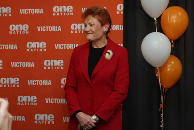 PAULINE HANSON MEET THE CANDIDATES, Pauline Hanson at a venue in Hawthorn, to Meet One Nation Candidates at a function in Melbourne, Monday, August 3, 2026. ( NO ARCHIVING MELBOURNE VICTORIA AUSTRALIA  Copyright: xDAVIDxCROSLINGx 20260803188506156913