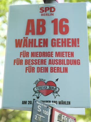 Wahlplakat GER, Berlin, 20260803, Wahlplakat , Landtagswahl, Landtagswahlen,SPD, Wahlrecht *** Election poster GER, Berlin, 20260803, election poster, state election, state elections, SPD, suffrage