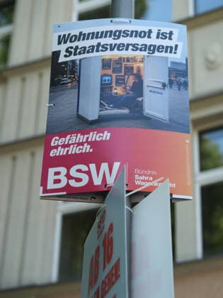 Wahlplakat GER, Berlin, 20260803, Wahlplakat , Landtagswahl, Landtagswahlen, BSW, Sahra Wagenknecht *** Election poster GER, Berlin, 20260803, Election poster, State election, State elections, BSW, Sahra Wagenknecht