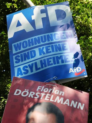 Wahlplakat GER, Berlin, 20260803, Wahlplakat , Landtagswahl, Landtagswahlen, AFD und SPD, mit Florian Dörstelmann *** Election poster GER, Berlin, 20260803, election poster, state election, state elections, AfD and SPD, featuring Florian Dörstelmann