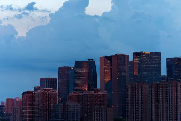 (260803) -- BEIJING, Aug. 3, 2026 -- This photo taken on Aug. 3, 2026 shows a view of the Lize Financial Business District after rain in Beijing, capital of China. ) CHINA-BEIJING-VIEW (CN) ZhangxXiaoyu 