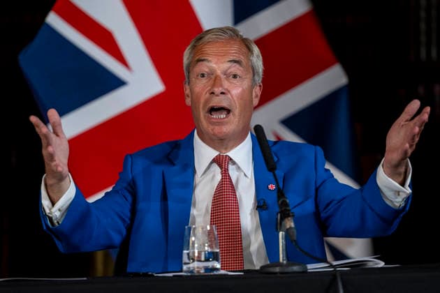 August 3, 2026, London, London, UK: LONDON, UK. Nigel Farage, Leader of Reform UK, speaks at a press conference in Westminster unveiling Ã¢â‚¬ËœOperation Fortress - Stopping the Invasion of BritainÃ¢â‚¬â ¢, the partyÃ¢â‚¬â ¢s plan to stop illegal migrants crossing English Channel in small boats by using the Royal Navy and Royal Marines. London UK  - ZUMAl94_ 20260803_zaf_l94_062 Copyright: xStephenxChungx