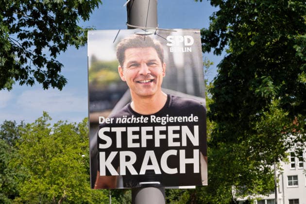 Berlin,03.08.2026,Wahlplakat der Partei SPD Steffen Krach zur Wahl zum 20.Abgeordnetenhaus von Berlin sowie zu den Bezirksverordnetenversammlungen am 20.09.2026. *** Berlin, August 3, 2026—Election poster for the SPD party’s candidate Steffen Krach for the election to the 20th Berlin House of Representatives and the district councils on September 20, 2026