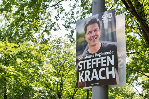 Berlin,03.08.2026,Wahlplakat der Partei SPD Steffen Krach zur Wahl zum 20.Abgeordnetenhaus von Berlin sowie zu den Bezirksverordnetenversammlungen am 20.09.2026. *** Berlin, August 3, 2026—Election poster for the SPD party’s candidate Steffen Krach for the election to the 20th Berlin House of Representatives and the district councils on September 20, 2026