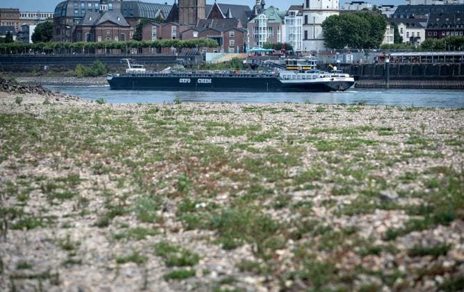 Der Rhein an der Düsseldorfer Altstadt führt extremes Niedrigwasser ** NUR FÜR REDAKTIONELLE ZWECKE ** EDITORIAL USE ONLY **<p>Der Rhein auf der Höhe der Düsseldorfer Altstadt führt extremes Niedrigwasser , fotografiert am Montag,03.August.2026. Deutschland NRW Düpsseldorf Copyright: KaixKitschenberg *** The Rhine near Düsseldorf’s Old Town is at an extremely low water level ** FOR EDITORIAL USE ONLY ** EDITORIAL USE ONLY ** p The Rhine near Düsseldorf’s Old Town is at an extremely low water level, photographed on Monday, August 3, 2026, Germany, North Rhine-Westphalia, Düsseldorf. Copyright KaixKitschenberg Copyright: KaixKitschenberg doc86zzkb9k848lwlk5gd9 ,EDITORIAL USE ONLY