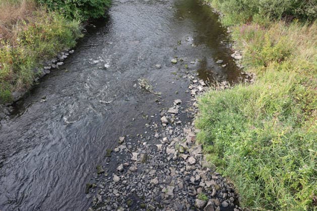 Sommer im Siegerland. Der Fluss Sieg wie hier bei Niederschelden fuehrt (führt) zur Zeit wenig Wasser, Niedrigwasser. Die Bezirksregierung Arnsberg untersagt daher die Wasserentnahme im Regierungsbezirk u.a. aus der Sieg aufgrund anhaltender Trockenheit. Sommer im Siegerland am 03.08.2026 in Siegen Deutschland. *** Summer in the Siegerland: The Sieg River, as seen here near Niederschelden, is currently carrying very little water, Low Water Levels: The Arnsberg District Government has therefore banned water extraction in the district—including from the Sieg—due to persistent drought. Summer in the Siegerland on August 3, 2026, in Siegen, Germany