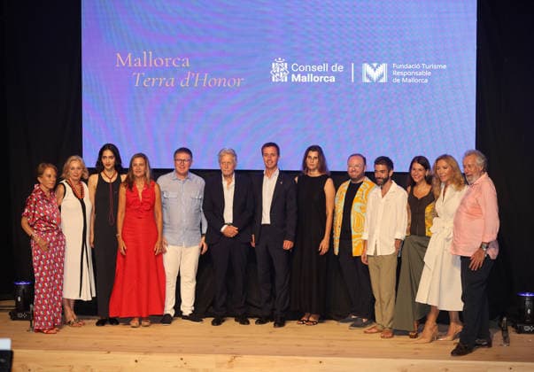 First edition of the Mallorca, Land of Honor Awards: Marúa Eugenia Yagüe, Mariángel Alcázar, the Minister of Tourism, Guillem Ginard, Michael Douglas, the President of the Consell de Mallorca, Llorenç Galmés, Rosario Nadal, Pablo Erroz, and Norma Duval during the first edition of the Mallorca, Land of Honor Awards on August 3, 2026, in Mallorca, Balearic Islands, Spain. These awards were created to recognize various personalities for their careers and ties to the island. AUGUST 3, 2026 Raú Mallorca Mallorca Spain  Copyright: xRaulxTerrelx 7700851