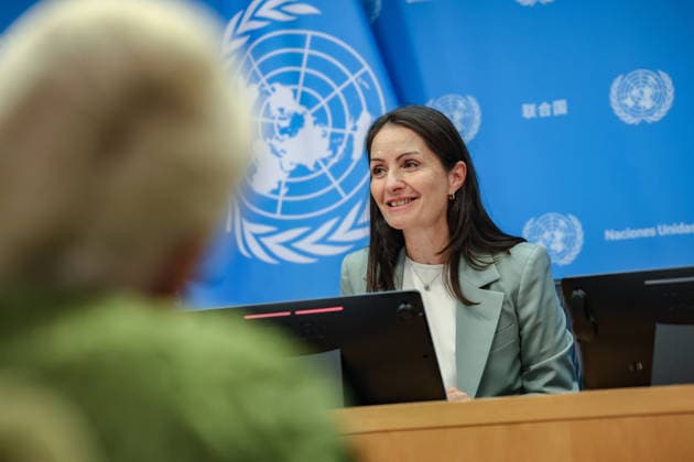 August 3, 2026, New York, New York, United States: United Nations Security Council President for August CHRISTINA MARKUS LASSEN, Permanent Representative of Denmark to the United Nations, briefs reporters at UNHQ following the start of DenmarkÃ¢â‚¬â ¢s Security Council presidency for the month of August. LASSEN took questions on the Middle East, DenmarkÃ¢â‚¬â ¢s approach to Ukraine, the second United Nations Secretary-General straw poll later this month, DenmarkÃ¢â‚¬â ¢s joint focus point with Bahrain, and Greenland. New York United States  - ZUMAo116 20260803_znp_o116_009 Copyright: xBiancaxOterox