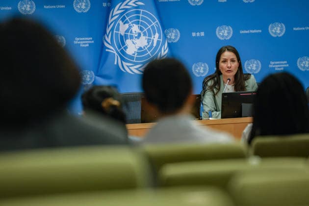 August 3, 2026, New York, New York, United States: CHRISTINA MARKUS LASSEN, Permanent Representative of Denmark to the United Nations, answers questions from reporters at UNHQ following the start of DenmarkÃ¢â‚¬â ¢s Security Council presidency for the month of August. LASSEN took questions on the Middle East, DenmarkÃ¢â‚¬â ¢s approach to Ukraine, the second United Nations Secretary-General straw poll later this month, DenmarkÃ¢â‚¬â ¢s joint focus point with Bahrain, and Greenland. New York United States  - ZUMAo116 20260803_znp_o116_011 Copyright: xBiancaxOterox