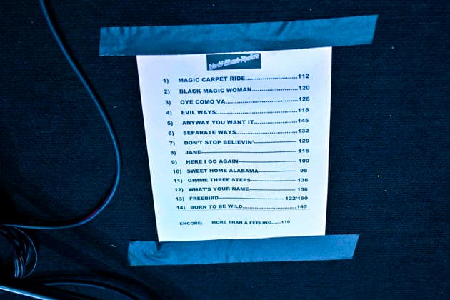 July 31, 2026 - Orlando, Florida, U.S. - The set list is seen on stage before the band, World Classic Rockers perform in Orlando, Florida on July 31,2026. The band is made up of musician that played with legendary rock bands such as Steppenwolf, Journey, Lynyrd Skynyrd and Santana. Orlando USA - ZUMAbk3_ 20260803_zaf_bk3_001 Copyright: xDavidxBeckerx