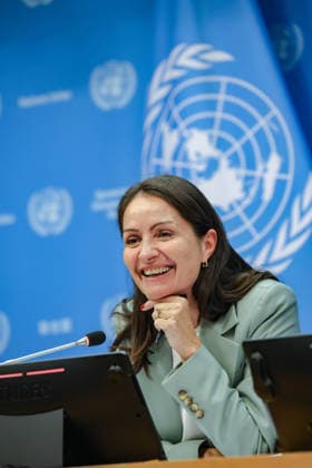 August 3, 2026, New York, New York, United States: CHRISTINA MARKUS LASSEN, Permanent Representative of Denmark to the United Nations, smiles while listening to questions from reporters at UNHQ following the start of DenmarkÃ¢â‚¬â ¢s Security Council presidency for the month of August. LASSEN took questions on the Middle East, DenmarkÃ¢â‚¬â ¢s approach to Ukraine, the second United Nations Secretary-General straw poll later this month, DenmarkÃ¢â‚¬â ¢s joint focus point with Bahrain, and Greenland. New York United States - ZUMAo116 20260803_znp_o116_026 Copyright: xBiancaxOterox