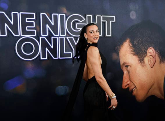 Dua Lipa and Callum Turner arrive on the red carpet at the One Night Only New York Premiere at SVA Theater on Monday, August 3, 2026 in New York City.  NYP20260803114 JOHNxANGELILLO