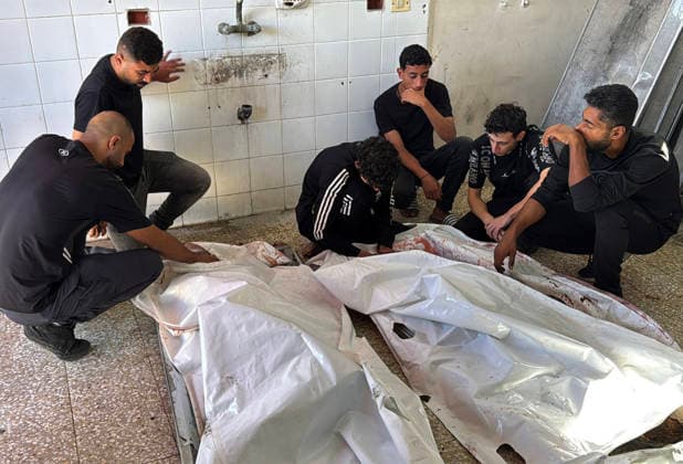 Mourners bid farewell to two men killed in Gaza City strike Mourners bid farewell to the bodies of two Palestinian men at Al-Aqsa Martyrs Hospital in Deir al-Balah, central Gaza Strip, on August 4, 2026, after they were killed, according to Gaza health authorities, in an Israeli airstrike that targeted the vehicle they were traveling in on al-Rashid Street, west of Gaza City, the previous night. Photo by Ahmed Ibrahim apaimages Deir al-Balah Gaza Palestinian Territory 040826_Deir_al-Balah_AI_00(17) Copyright: xapaimagesxAhmedxIbrahimx xapaimagesx