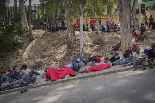 Migrant crisis in Cueta 03.08.2026. 03 08 26..An unprecedented border crisis has hit the Spanish North African enclave of Ceuta, where an estimated 60,000 migrants crossed from Morocco.  Copyright: xIanxWhittakerx NINTCHDBPICT001099241196