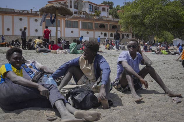 Migrant crisis in Cueta 03.08.2026. 03 08 26..An unprecedented border crisis has hit the Spanish North African enclave of Ceuta, where an estimated 60,000 migrants crossed from Morocco.  Copyright: xIanxWhittakerx NINTCHDBPICT001099239384