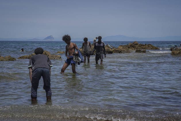 Migrant crisis in Cueta 03.08.2026. 03 08 26..An unprecedented border crisis has hit the Spanish North African enclave of Ceuta, where an estimated 60,000 migrants crossed from Morocco.  Copyright: xIanxWhittakerx NINTCHDBPICT001099239394