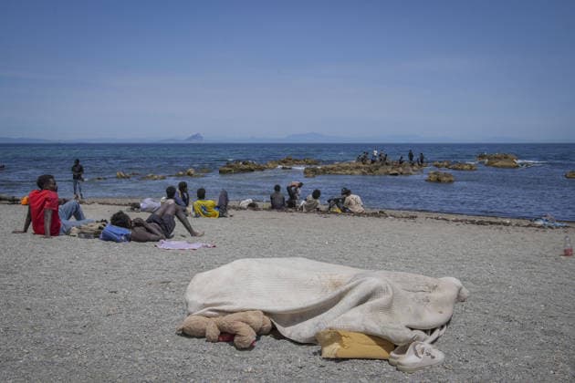 Migrant crisis in Cueta 03.08.2026. 03 08 26..An unprecedented border crisis has hit the Spanish North African enclave of Ceuta, where an estimated 60,000 migrants crossed from Morocco.  Copyright: xIanxWhittakerx NINTCHDBPICT001099239438