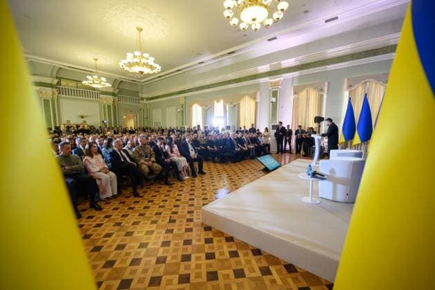 Zelenskyy attends meeting of Ukrainian diplomatic missions in Kyiv Ukrainian President Volodymyr Zelenskyy attends a meeting of heads of Ukraine s diplomatic missions abroad in Kyiv, Ukraine, on August 3, 2026. The meeting comes as Ukraine continues efforts to rally international support in its war with Russia, alongside changes introduced by Zelenskyy within the diplomatic service and state institutions. Photo by PRESIDENT OF UKRAINE apaimages Ukraine Ukraine Ukraine 030826_Ukraine_UPO_00(7).jpeg Copyright: xapaimagesxPRESIDENTxOFxUKRAINEx xapaimagesx