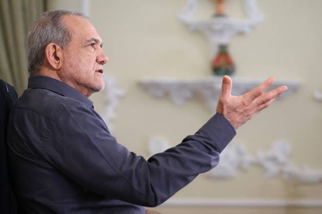 August 4, 2026, Tehran, Iran: Iranian President MASOUD PEZESHKIAN speaks during an interview in Tehran. Tehran Iran - ZUMAi98_ 20260804_zih_i98_012 Copyright: xIranianxPresidencyx