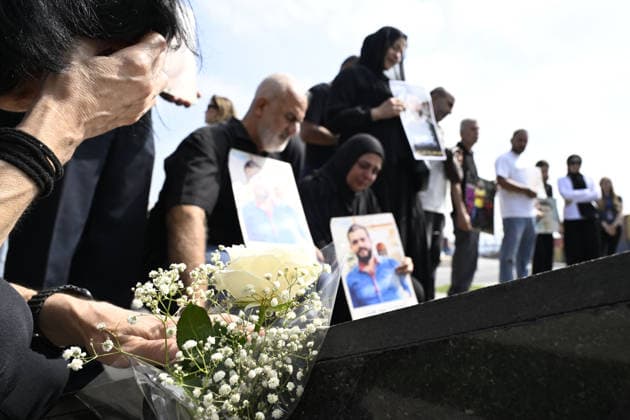 Memorial ceremony held in Lebanon to mark sixth anniversary of Beirut Port explosion BEIRUT, LEBANON - AUGUST 4: People attend a memorial ceremony held in front of the monument bearing the names of those killed in the Aug. 4, 2020 Beirut Port explosion, marking the sixth anniversary of the disaster while holding photos, in Beirut, Lebanon, on August 4, 2026. The ceremony was attended by families of the victims, Lebanese Justice Minister Adel Nassar, Information Minister Paul Markus, Social Affairs Minister Haneen El Sayed, ambassadors of several countries that lost citizens in the explosion, and other members of the diplomatic corps. Houssam Shbaro Anadolu Beirut Lebanon. Editorial use only. Please get in touch for any other usage.  Copyright: x2026xAnadoluxHoussamxShbarox