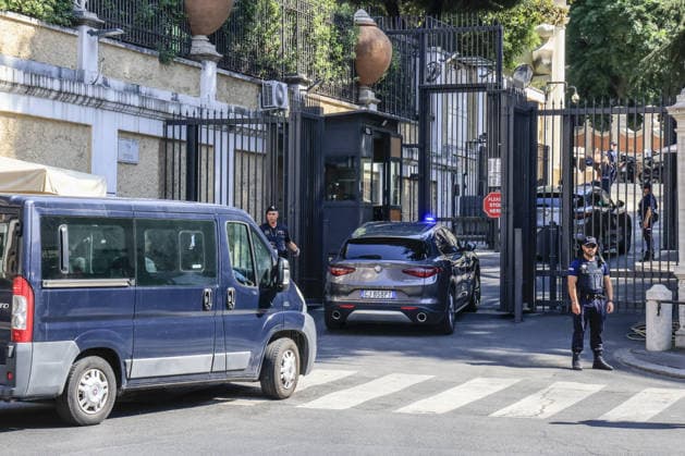 Lebanon, Israel open 7th round of direct negotiations in Rome ROME, ITALY - AUGUST 04: A motorcade enters the U.S. Embassy in Rome on August 4, 2026. Lebanon and Israel began the seventh round of U.S.-mediated direct negotiations, scheduled to run through Thursday, August 6, following talks held in Rome on June 14 and 15. Riccardo De Luca Anadolu Rome Italy. Editorial use only. Please get in touch for any other usage.  Copyright: x2026xAnadoluxRiccardoxDexLucax