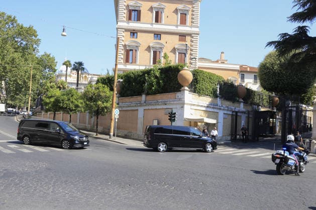 Lebanon, Israel open 7th round of direct negotiations in Rome ROME, ITALY - AUGUST 04: A motorcade enters the U.S. Embassy in Rome on August 4, 2026. Lebanon and Israel began the seventh round of U.S.-mediated direct negotiations, scheduled to run through Thursday, August 6, following talks held in Rome on June 14 and 15. Riccardo De Luca Anadolu Rome Italy. Editorial use only. Please get in touch for any other usage.  Copyright: x2026xAnadoluxRiccardoxDexLucax