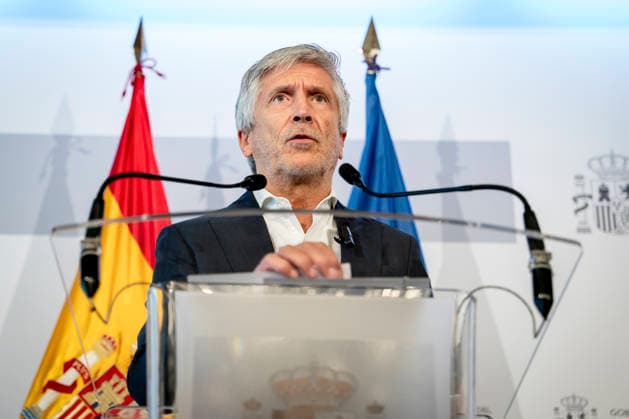 Marlaska Attends the Extraordinary Meeting of the EU Council of Interior Ministers on the Crisis in Ceuta The Minister of the Interior, Fernando Grande Marlaska, speaks to the media following the extraordinary meeting of the EU Council of Interior Ministers regarding the crisis in Ceuta, at the Ministry of the Interior headquarters, on August 4, 2026, in Madrid, Spain. During the meeting, the minister conveyed Spain’s full commitment to EU border regulations and the control of European borders. AUGUST 4, 2026 MIGRATION GOVERNMENT OF SPAIN MOROCCO EUROPEAN UNION A Pé Madrid Madrid Spain  Copyright: xA.xPÃ rezxMecax 7701476