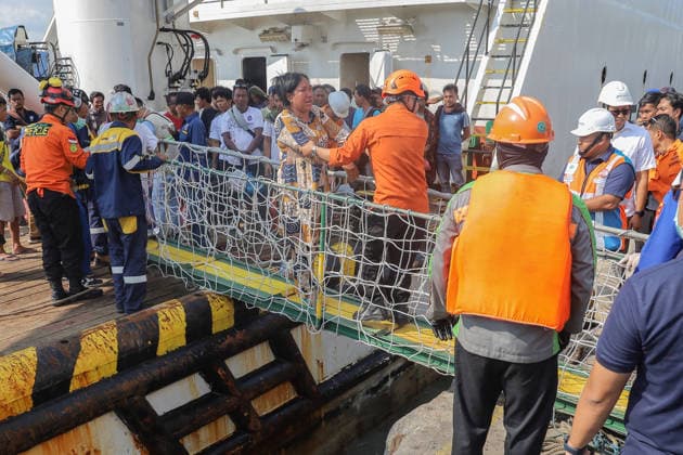 Survivors evacuated from burning ferry in Indonesia SURABAYA, INDONESIA - AUGUST 4: Survivors of the KM Mutiara Sentosa II ship fire arrive at Tanjung Perak Port following their evacuation in Surabaya, East Java, Indonesia, on August 4, 2026. Five people were killed in the fire aboard the vessel, which had 238 people on board, in waters near Madura Island. Suryanto Suryanto Anadolu Surabaya Indonesia. Editorial use only. Please get in touch for any other usage.  Copyright: x2026xAnadoluxSuryantoxSuryantox