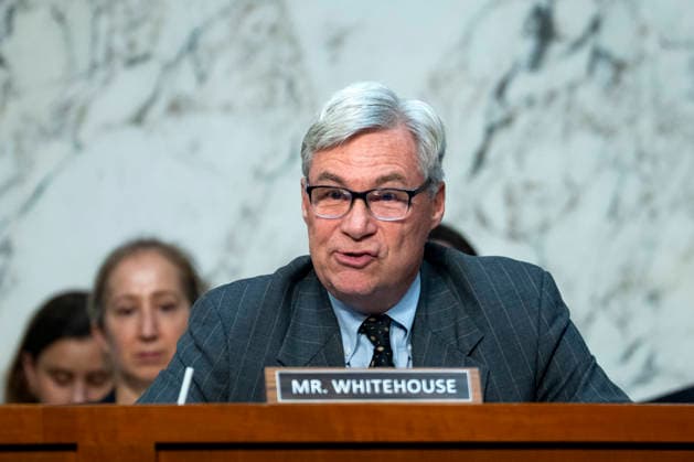Sen. Sheldon Whitehouse, D-RI, speaks during a Senate Judiciary Committee business meeting to vote on Acting Attorney General Todd Blanche s nomination to be Attorney General at the U.S. Capitol in Washington, DC on Tuesday, August 4, 2026. Blanche s nomination had been held up over concerns from Sen. John Cornyn, R-TX, and Sen. Thom Tillis, R-NC, but they reached a deal to end the standoff after Blanche agreed to withhold President Donald Trump s $1.8 billion anti-weaponization fund.  WAP20260804311 BONNIExCASH