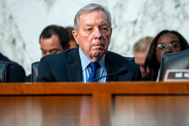 Ranking Member of the Senate Judiciary Committee Dick Durbin, D-IL, attends a Senate Judiciary Committee business meeting to vote on Acting Attorney General Todd Blanche s nomination to be Attorney General at the U.S. Capitol in Washington, DC on Tuesday, August 4, 2026. Blanche s nomination had been held up over concerns from Sen. John Cornyn, R-TX, and Sen. Thom Tillis, R-NC, but they reached a deal to end the standoff after Blanche agreed to withhold President Donald Trump s $1.8 billion anti-weaponization fund. The committee voted 12-10 on party lines to advance his nomination.  WAP20260804327 BONNIExCASH