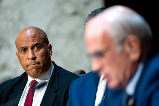Sen. Cory Booker, D-NJ, looks on as Sen. Peter Welch, D-VT, speaks during a Senate Judiciary Committee business meeting to vote on Acting Attorney General Todd Blanche s nomination to be Attorney General at the U.S. Capitol in Washington, DC on Tuesday, August 4, 2026. Blanche s nomination had been held up over concerns from Sen. John Cornyn, R-TX, and Sen. Thom Tillis, R-NC, but they reached a deal to end the standoff after Blanche agreed to withhold President Donald Trump s $1.8 billion anti-weaponization fund. The committee voted 12-10 on party lines to advance his nomination.  WAP20260804328 BONNIExCASH