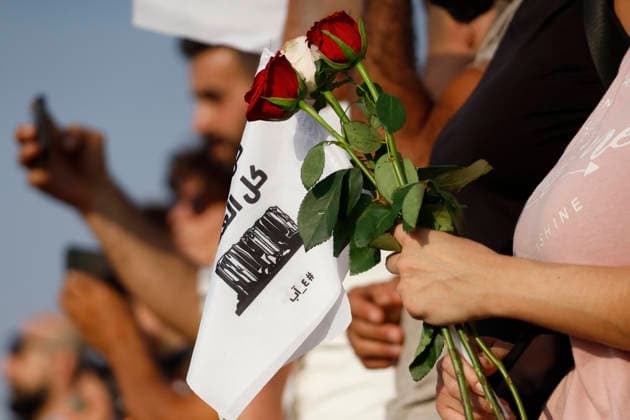 August 4, 2026, Beirut, Beirut, lebanon: Families of victims of the 2020 Beirut Port explosion take part in a central memorial march marking the sixth anniversary of the disaster in Beirut, Lebanon, on August 4, 2026. The march begins at the Beirut Fire Brigade while a second procession starts from Martyrs Square, with both converging near the Emigrant Statue facing the Beirut Port. Participants carry portraits of their relatives who were killed in the massive explosion as they continue to demand truth and justice Beirut lebanon - ZUMAb339 20260804_znp_b339_013 Copyright: xAbdulxKaderxAlxBayx